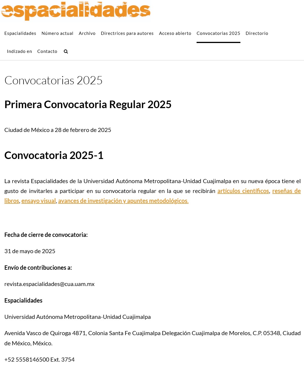 revista-espacialidades-uam-cuajimalpa convocatoria